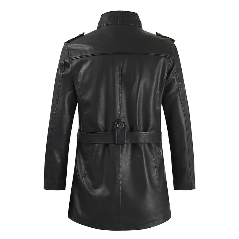 Anton® | Elegante lange Motorradjacke aus Leder