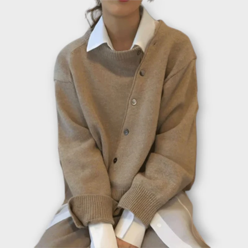 Asymmetrischer Knopf-Cardigan – Mühelose Raffinesse mit modernem Twist