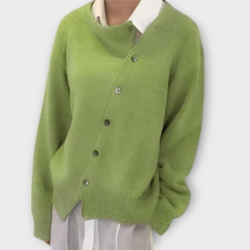 Asymmetrischer Knopf-Cardigan – Mühelose Raffinesse mit modernem Twist