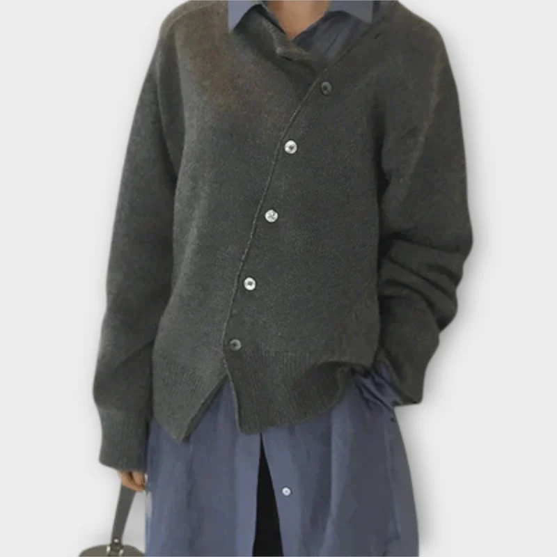 Asymmetrischer Knopf-Cardigan – Mühelose Raffinesse mit modernem Twist