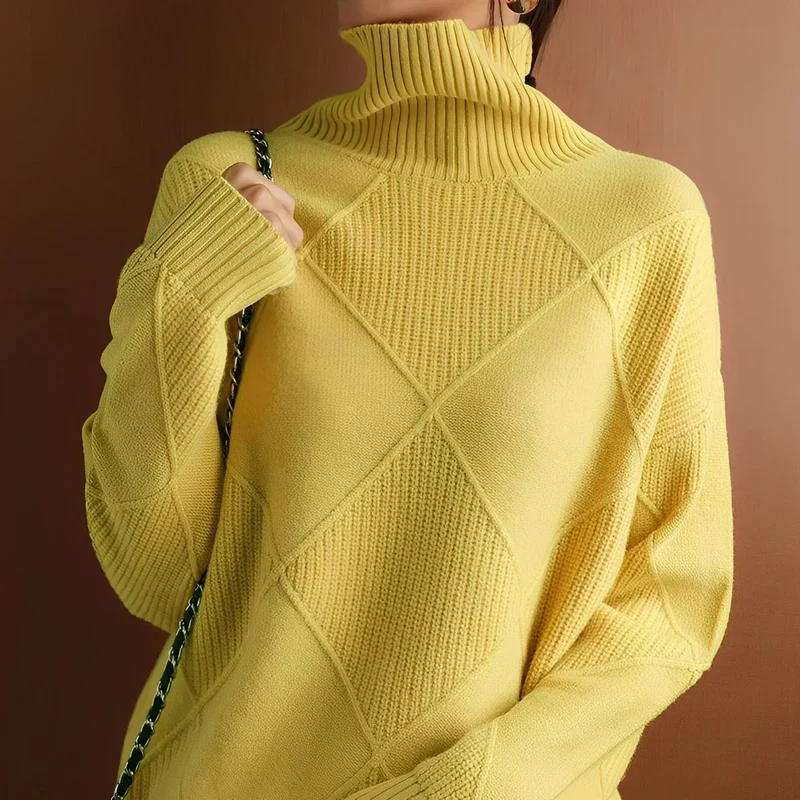 Rauten-Rollkragenpullover – Raffinierte Wärme mit modernem Stil