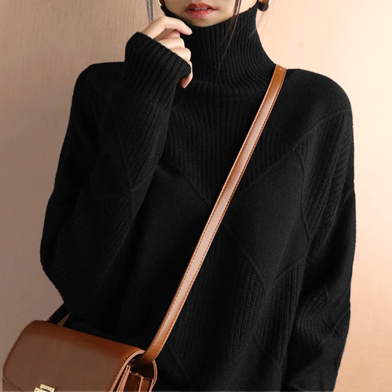 Rauten-Rollkragenpullover – Raffinierte Wärme mit modernem Stil