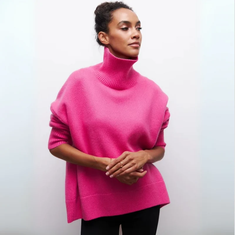 Kurzarm-Rollkragenpullover – Kühne Eleganz mit modernem Flair