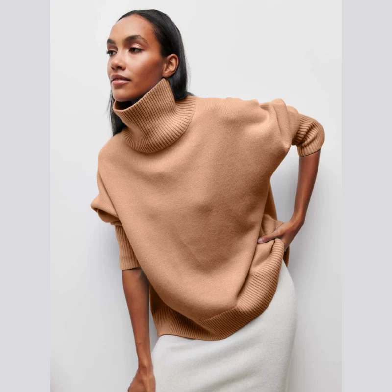 Kurzarm-Rollkragenpullover – Kühne Eleganz mit modernem Flair