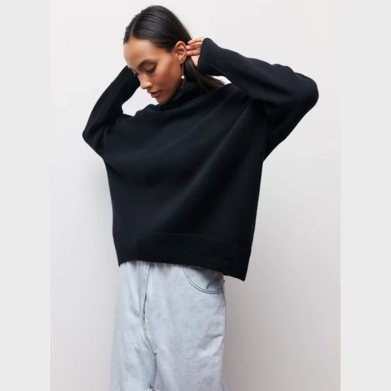 Kurzarm-Rollkragenpullover – Kühne Eleganz mit modernem Flair