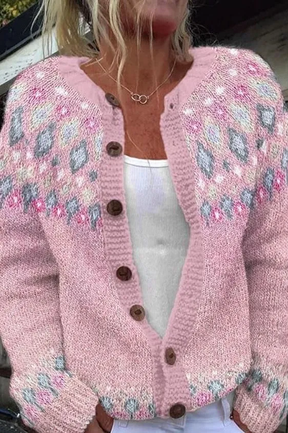 Sophie - Pink Print Cardigan