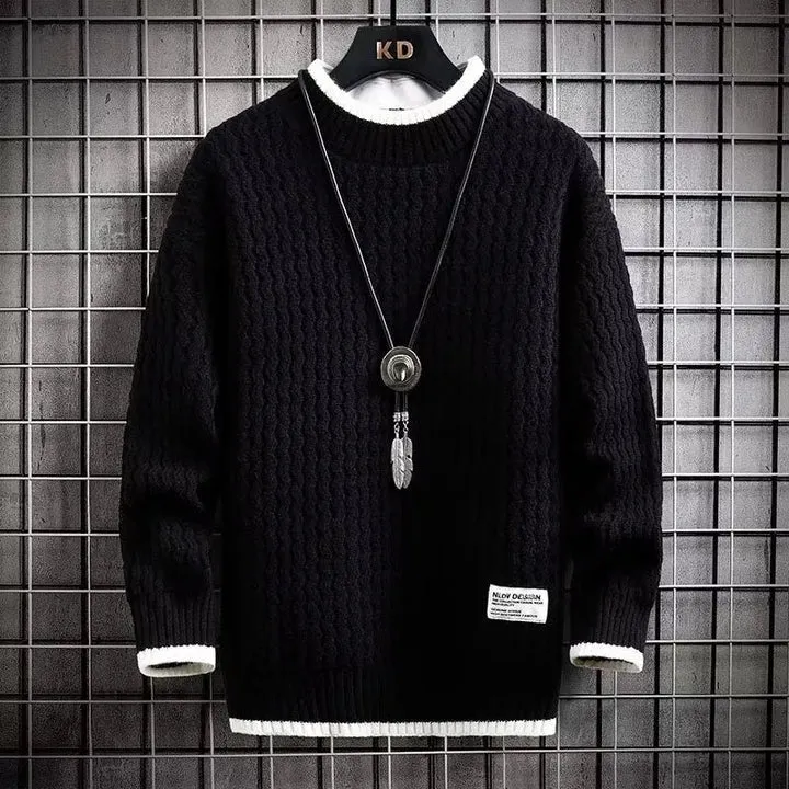 Levi | Farbblockierter Kabelstrick-Turtleneck