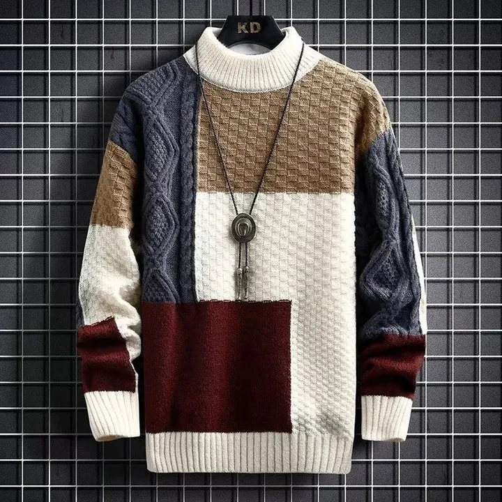 Levi | Farbblockierter Kabelstrick-Turtleneck