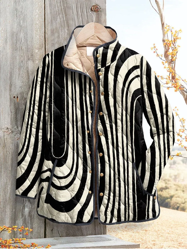 Damen Freizeit Steppjacke mit abstraktem geometrischen Design