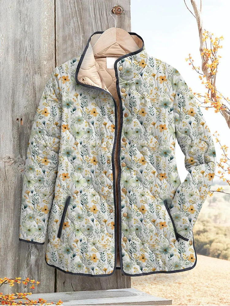 Wunderschöne floral bedruckte Steppjacke für Frauen