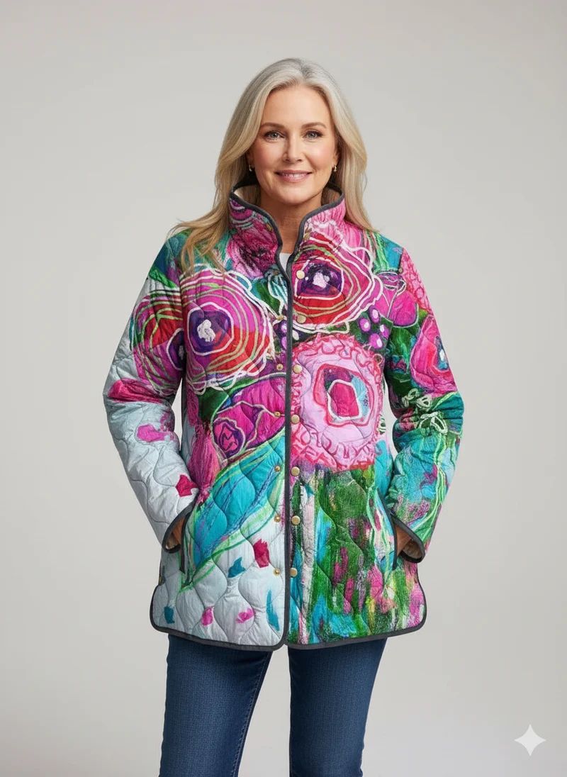 Blumenmuster Damen Elegante Jacke