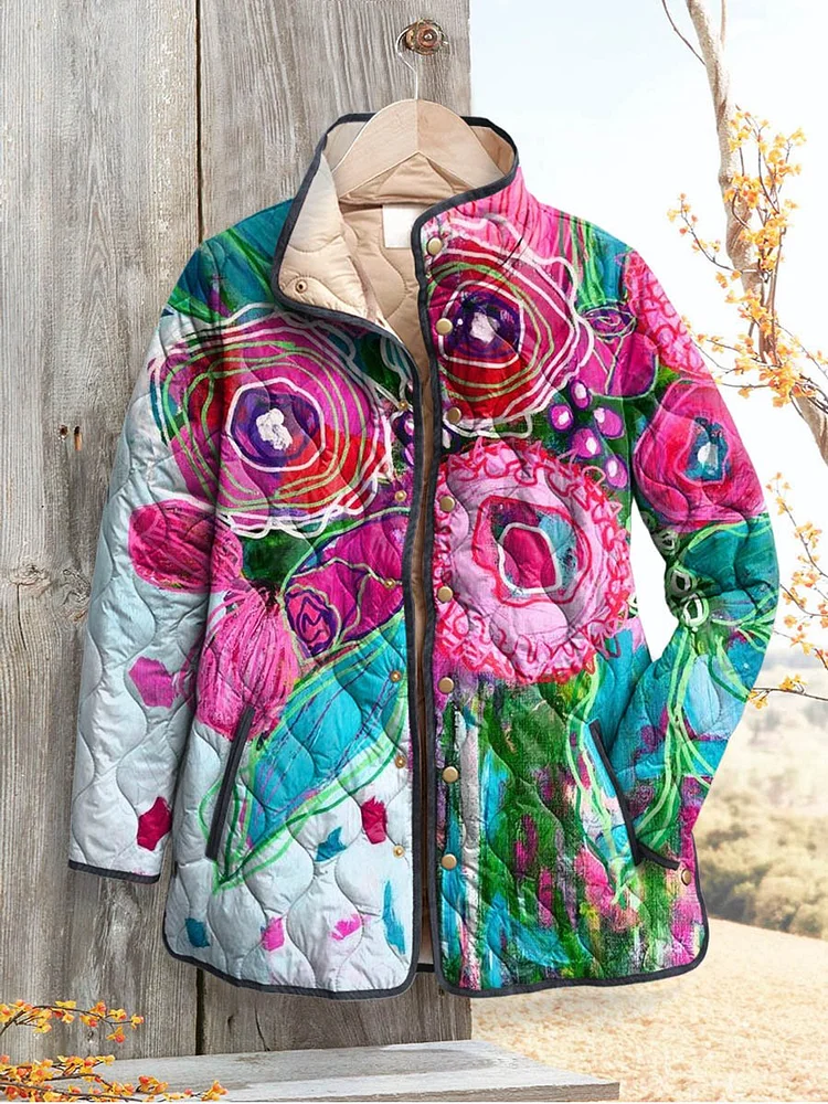 Blumenmuster Damen Elegante Jacke