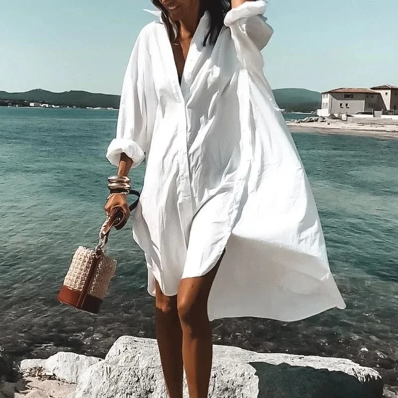 Damen Mini Hemdkleid im Oversized-Look für den Sommer