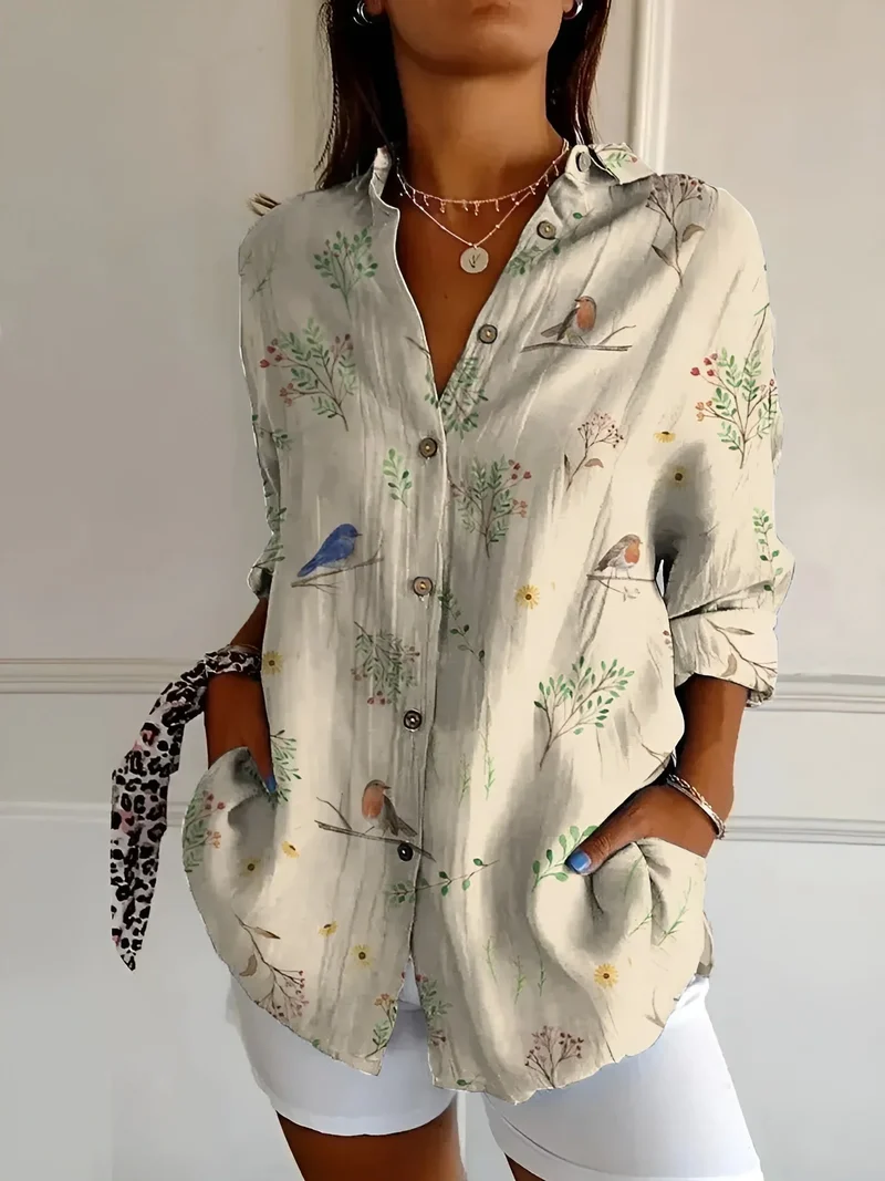 Damenbluse mit langen Ärmeln und floralem Muster