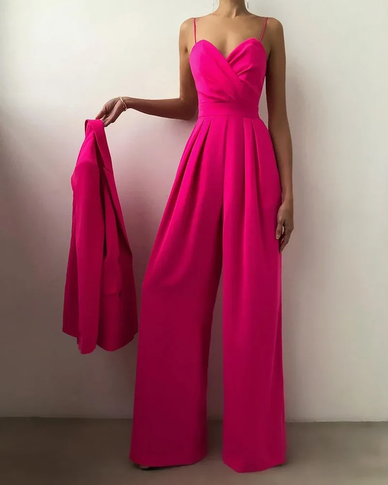 Eleganter Damen Jumpsuit mit Herzausschnitt und weitem Bein