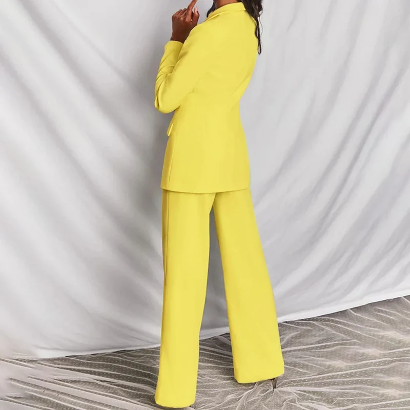 Damen Zweiteiliger Blazer und Hose Anzug mit Einzelknopf