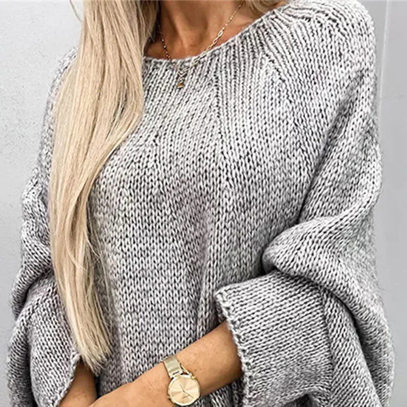 Grobstrickpullover Damen | Langer Ärmel Mit Bootsausschnitt