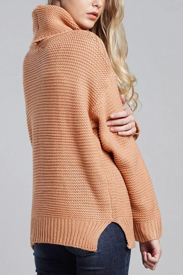 Grobstrickpullover Damen | Rollkragenpullover mit Langen Ärmeln