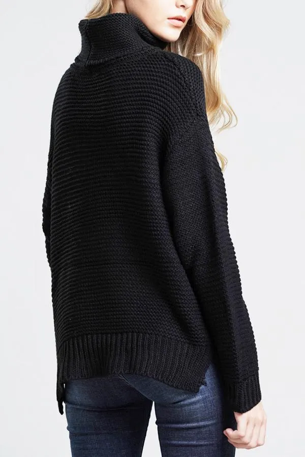 Grobstrickpullover Damen | Rollkragenpullover mit Langen Ärmeln