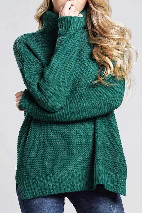 Grobstrickpullover Damen | Rollkragenpullover mit Langen Ärmeln