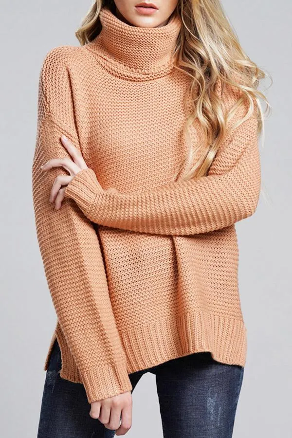 Grobstrickpullover Damen | Rollkragenpullover mit Langen Ärmeln
