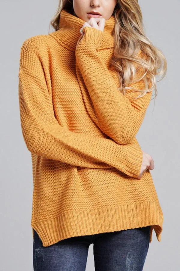 Grobstrickpullover Damen | Rollkragenpullover mit Langen Ärmeln