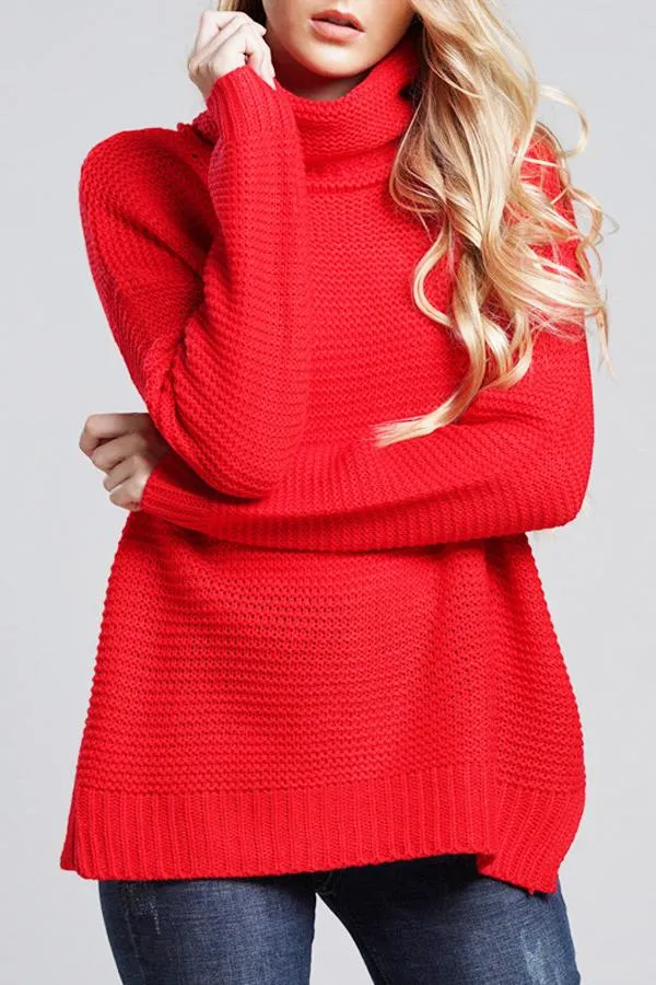 Grobstrickpullover Damen | Rollkragenpullover mit Langen Ärmeln