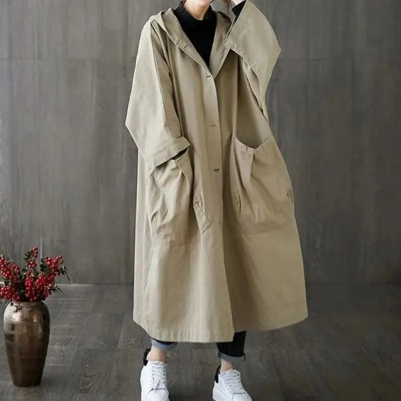 Trenchcoat Damen | Oversize Mit Taschen Und Kapuze