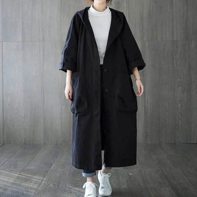 Trenchcoat Damen | Oversize Mit Taschen Und Kapuze