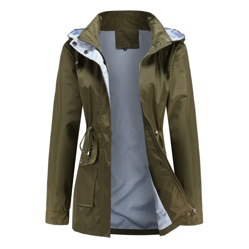 Trenchcoat Damen | Übergangsjacke Mit Abnehmbarer Kapuze