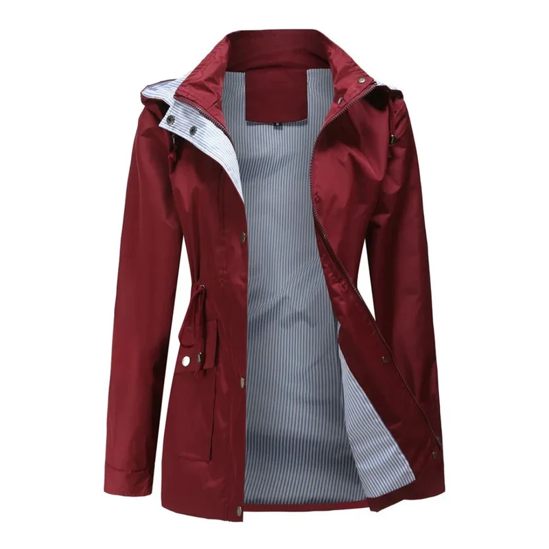 Trenchcoat Damen | Übergangsjacke Mit Abnehmbarer Kapuze