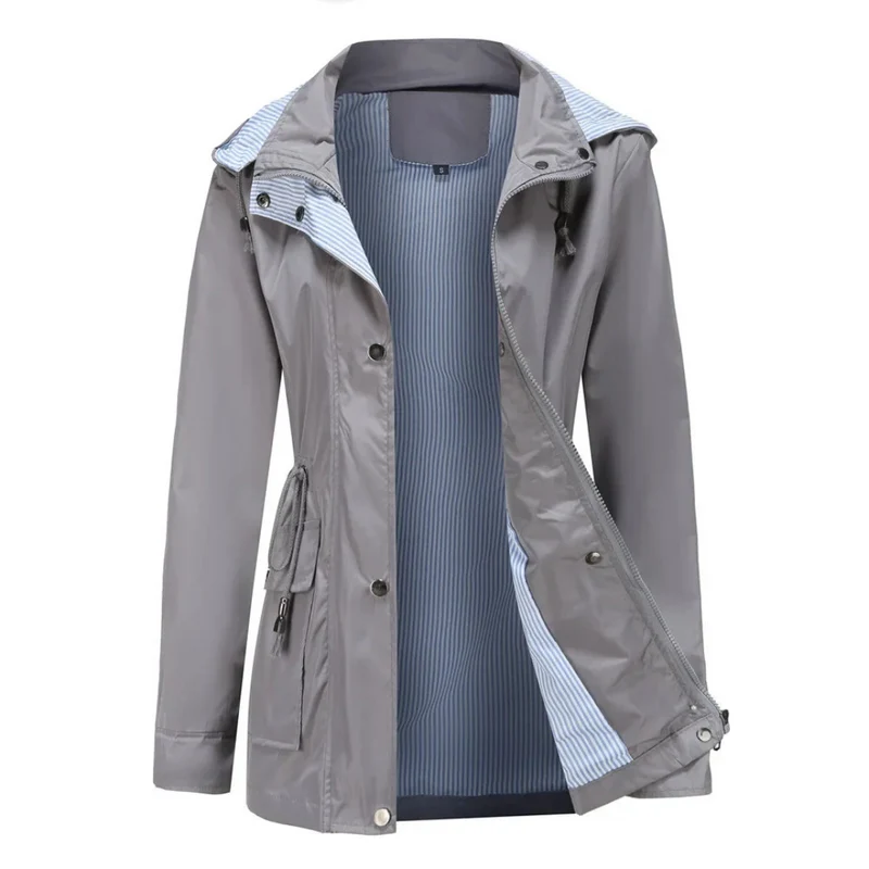 Trenchcoat Damen | Übergangsjacke Mit Abnehmbarer Kapuze