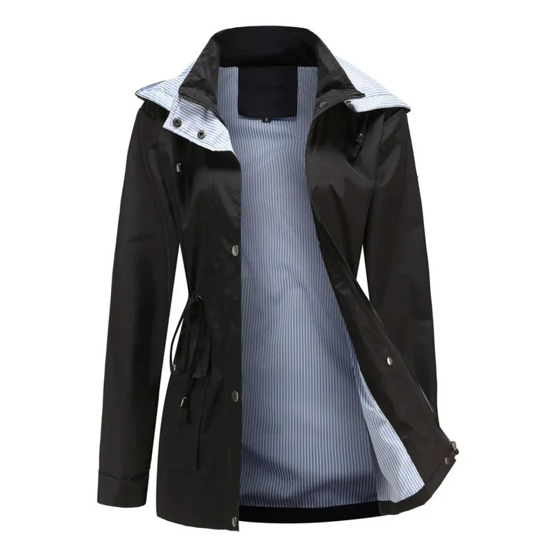 Trenchcoat Damen | Übergangsjacke Mit Abnehmbarer Kapuze