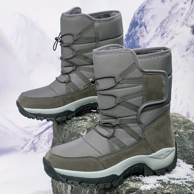Winterschuhe Herren | High Cut Stiefel Mit Klettverschluss Und Kordelzug
