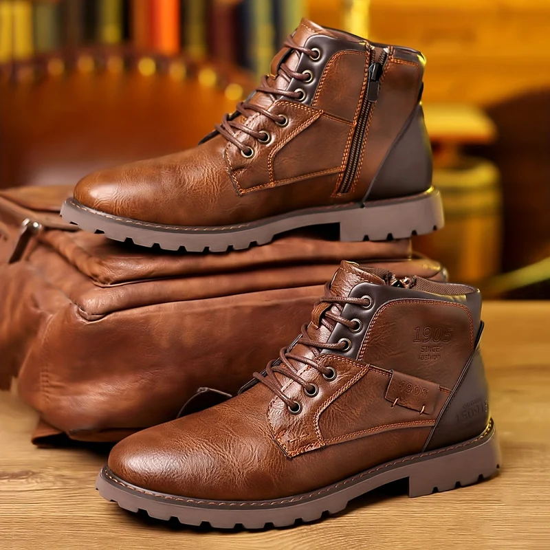 Winterschuhe Herren | Walkingstiefel Mit Reißverschluss Und Schnürung