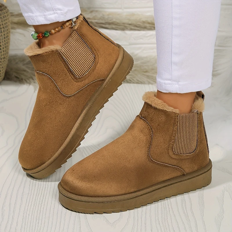 Winterschuhe Damen | Slip-On Stiefel Mit Elastischen Seitenteilen