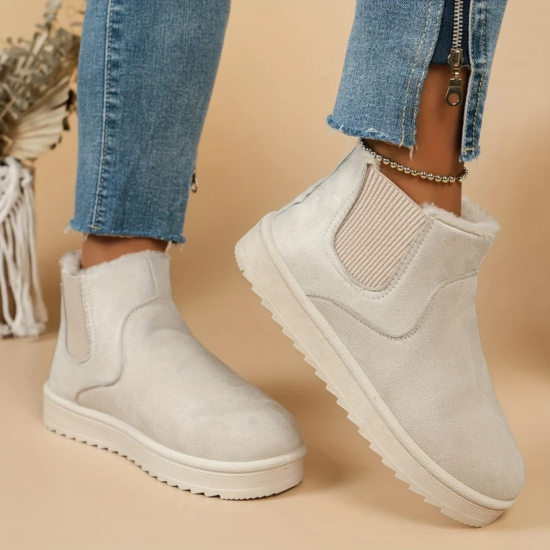 Winterschuhe Damen | Slip-On Stiefel Mit Elastischen Seitenteilen