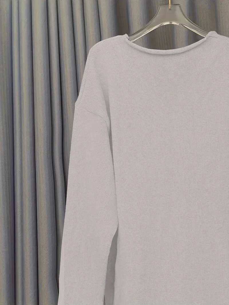 Damen Oversize Pullover mit V-Ausschnitt und Statement-Print
