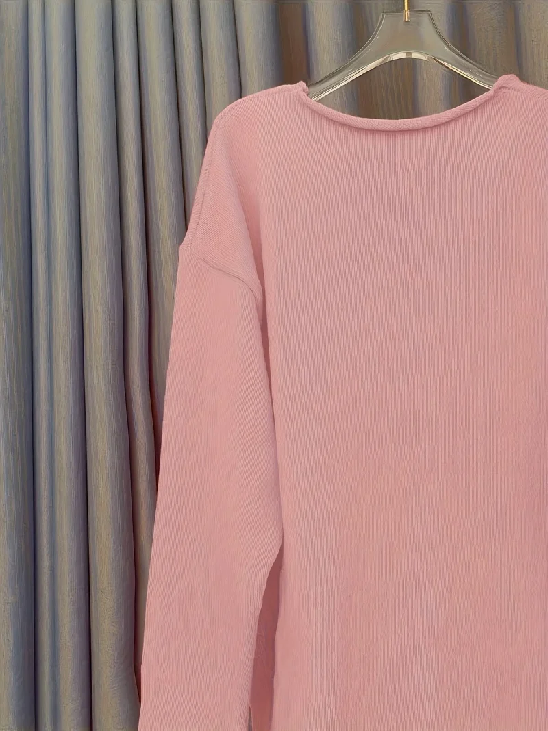 Damen Oversize Pullover mit V-Ausschnitt und Statement-Print