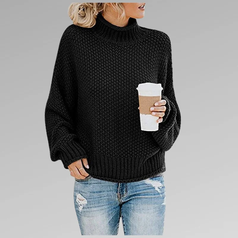 Damen Strickpullover mit Rollkragen und langen Ärmeln