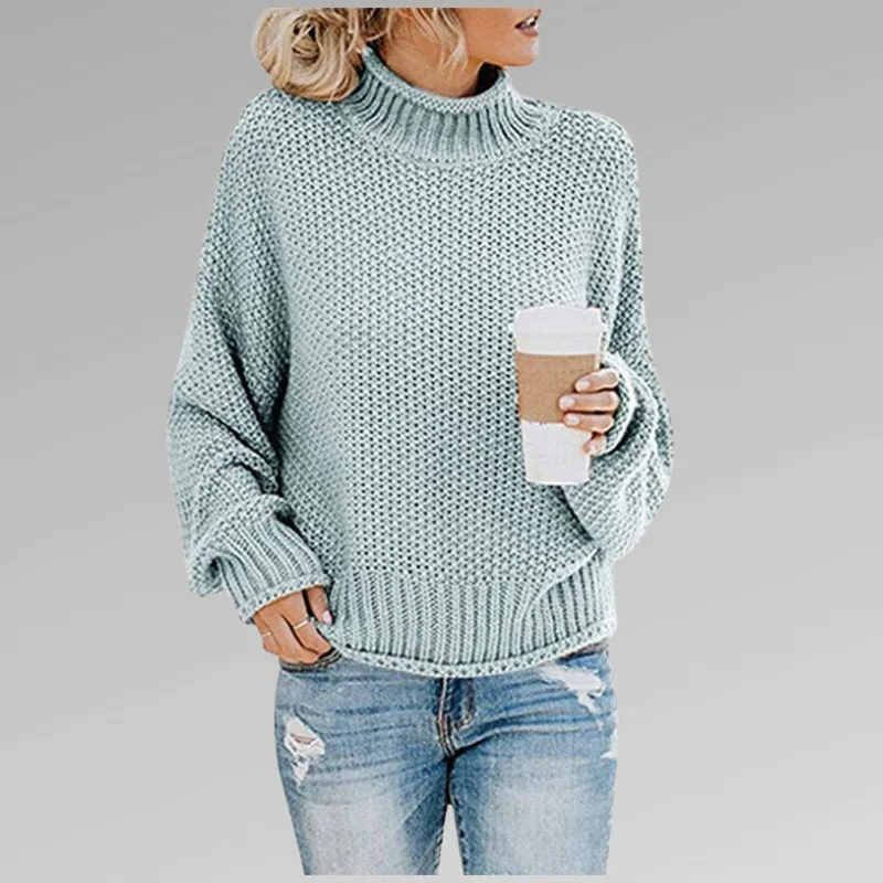 Damen Strickpullover mit Rollkragen und langen Ärmeln