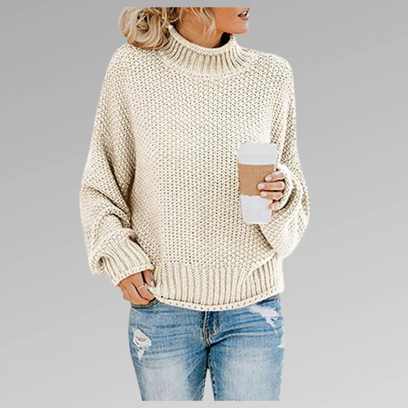 Damen Strickpullover mit Rollkragen und langen Ärmeln