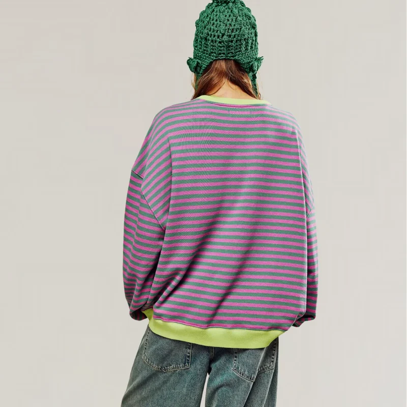 Damen Oversized Pullover mit Streifenmuster