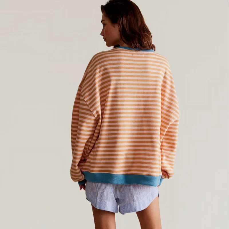Damen Oversized Pullover mit Streifenmuster