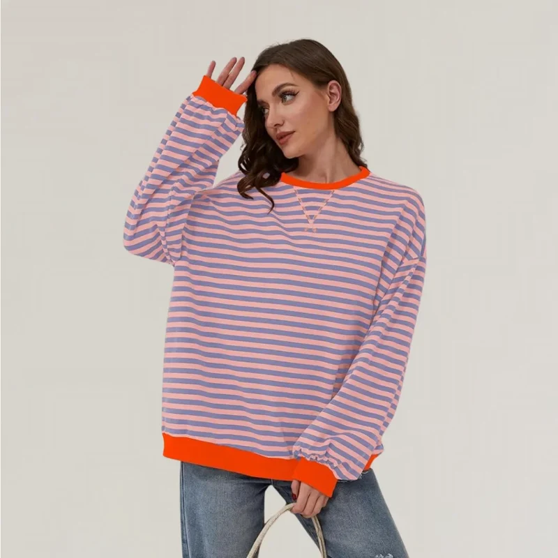Damen Oversized Pullover mit Streifenmuster