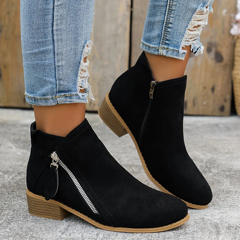 Damen Stiefeletten mit seitlichem Reißverschluss