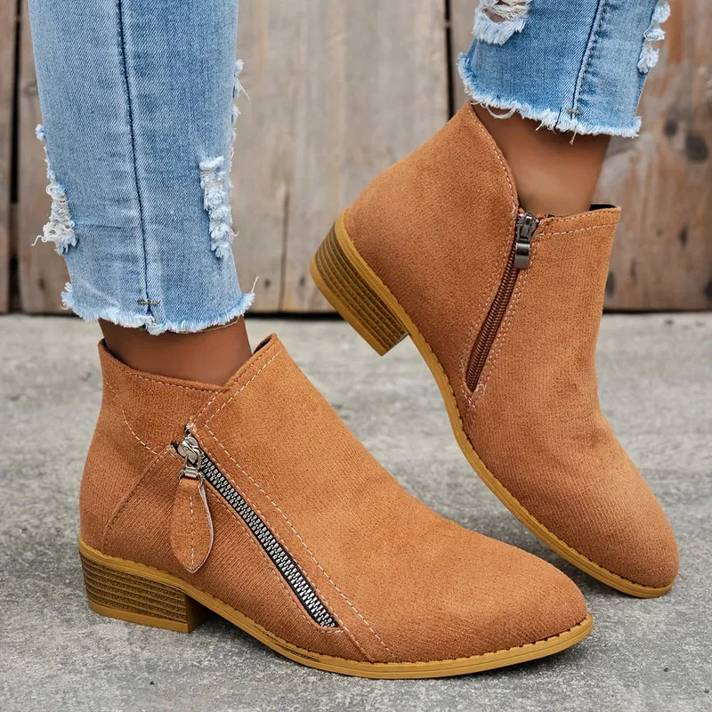 Damen Stiefeletten mit seitlichem Reißverschluss