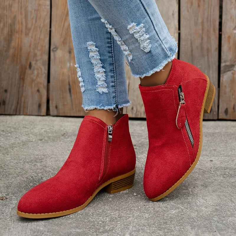 Damen Stiefeletten mit seitlichem Reißverschluss