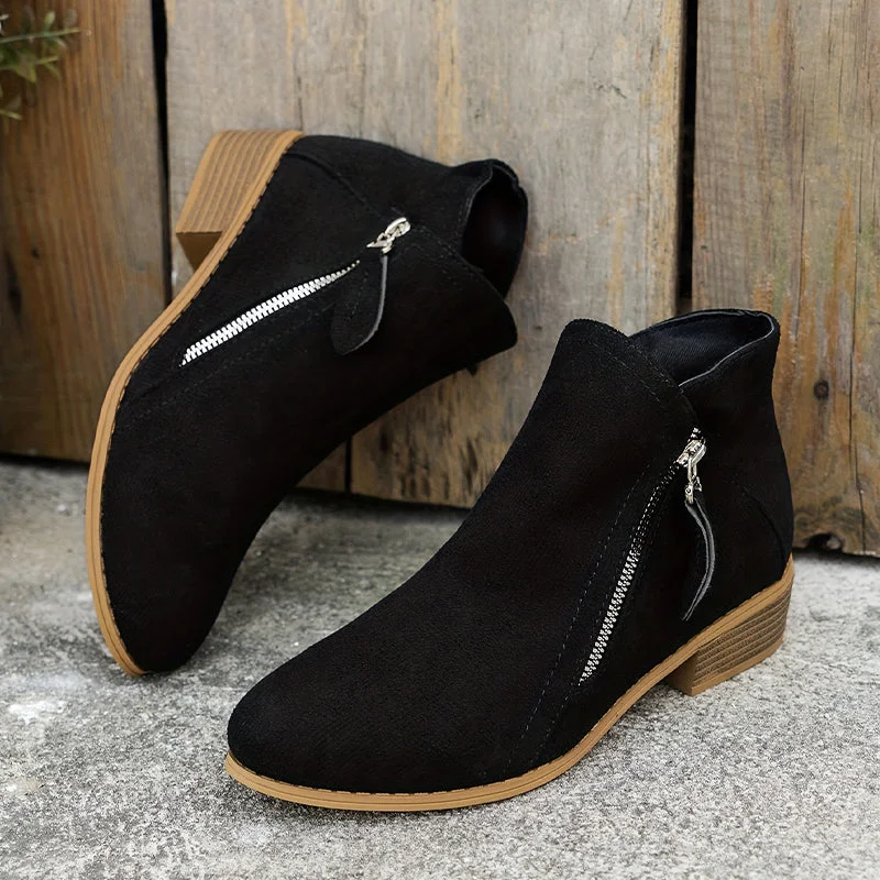 Damen Stiefeletten mit seitlichem Reißverschluss