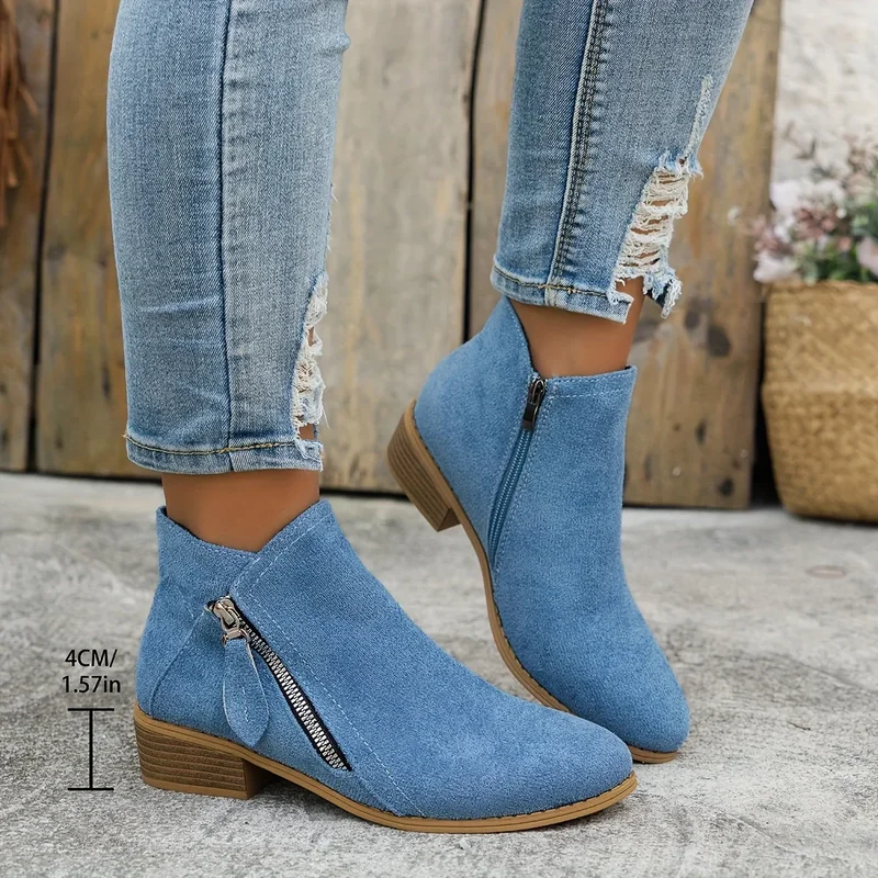 Damen Stiefeletten mit seitlichem Reißverschluss